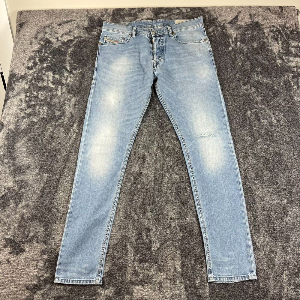 Diesel Thavar Button Fly Skinny Jeans Light Blue Denim Jeans 32(33X32) *Read